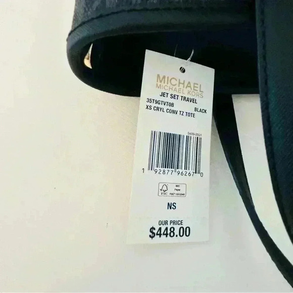 Michael Kors XS Jet Set Travel Carryall Top Zip Tote Black - Picture 7 of 9